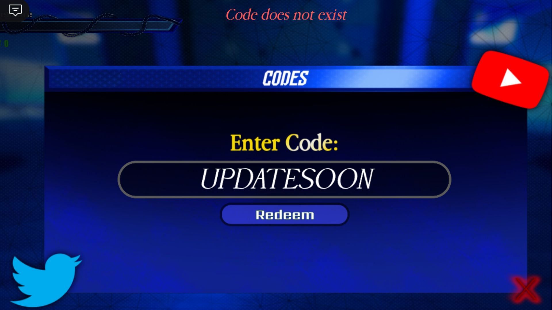 The "Code does not exist" error in Egolock (Image via Roblox)